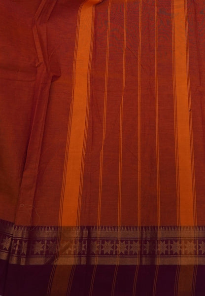 Chettinadu Cotton Saree-Rust