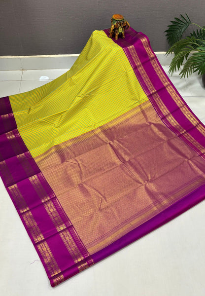 Budget Kanchipuram Saree-Green with Contrast Border