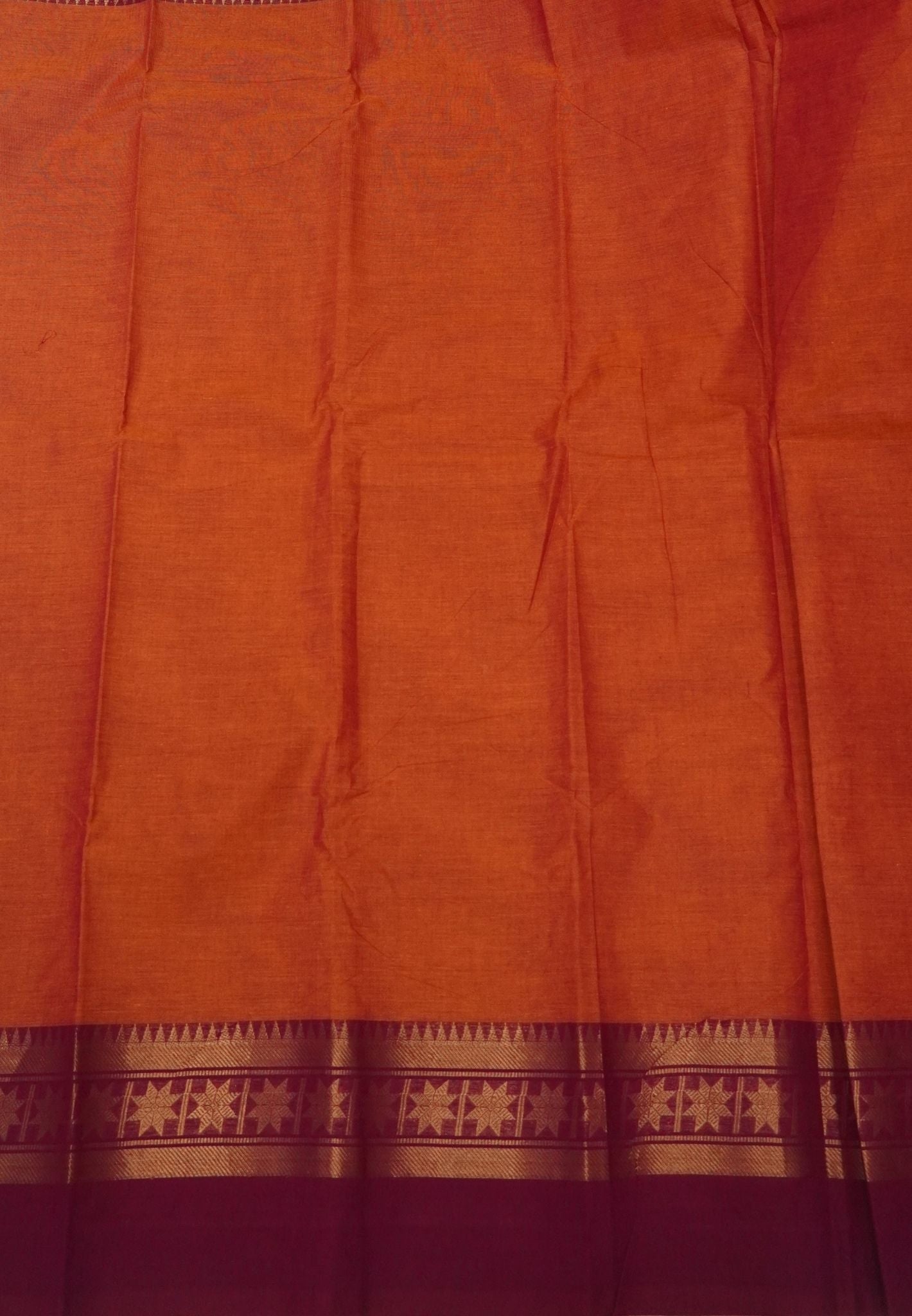 Chettinadu Cotton Saree-Rust