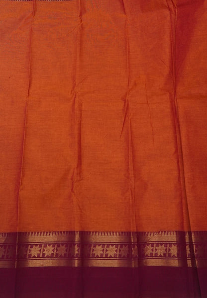 Chettinadu Cotton Saree-Rust