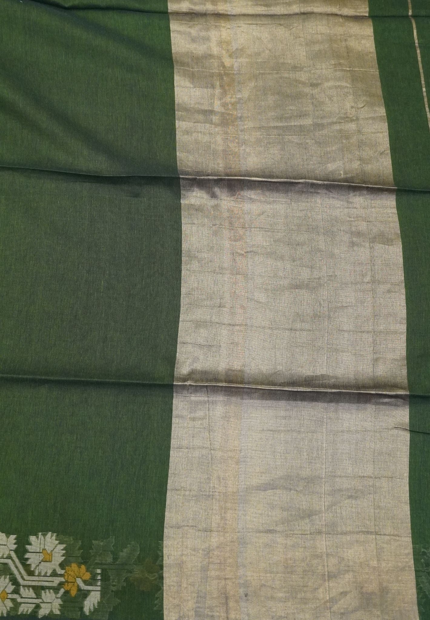 Handloom Cotton Saree-Sage Green Paithani Border
