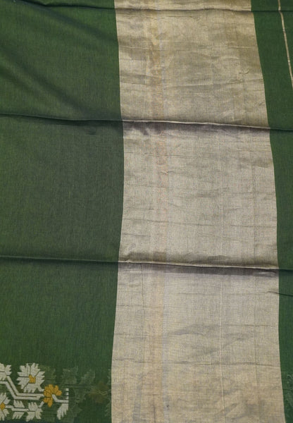 Handloom Cotton Saree-Sage Green Paithani Border