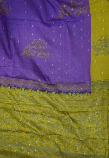 Semi Tussar Saree-Purple with Mini Zari Dots