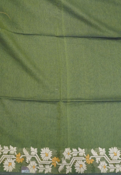 Handloom Cotton Saree-Sage Green Paithani Border