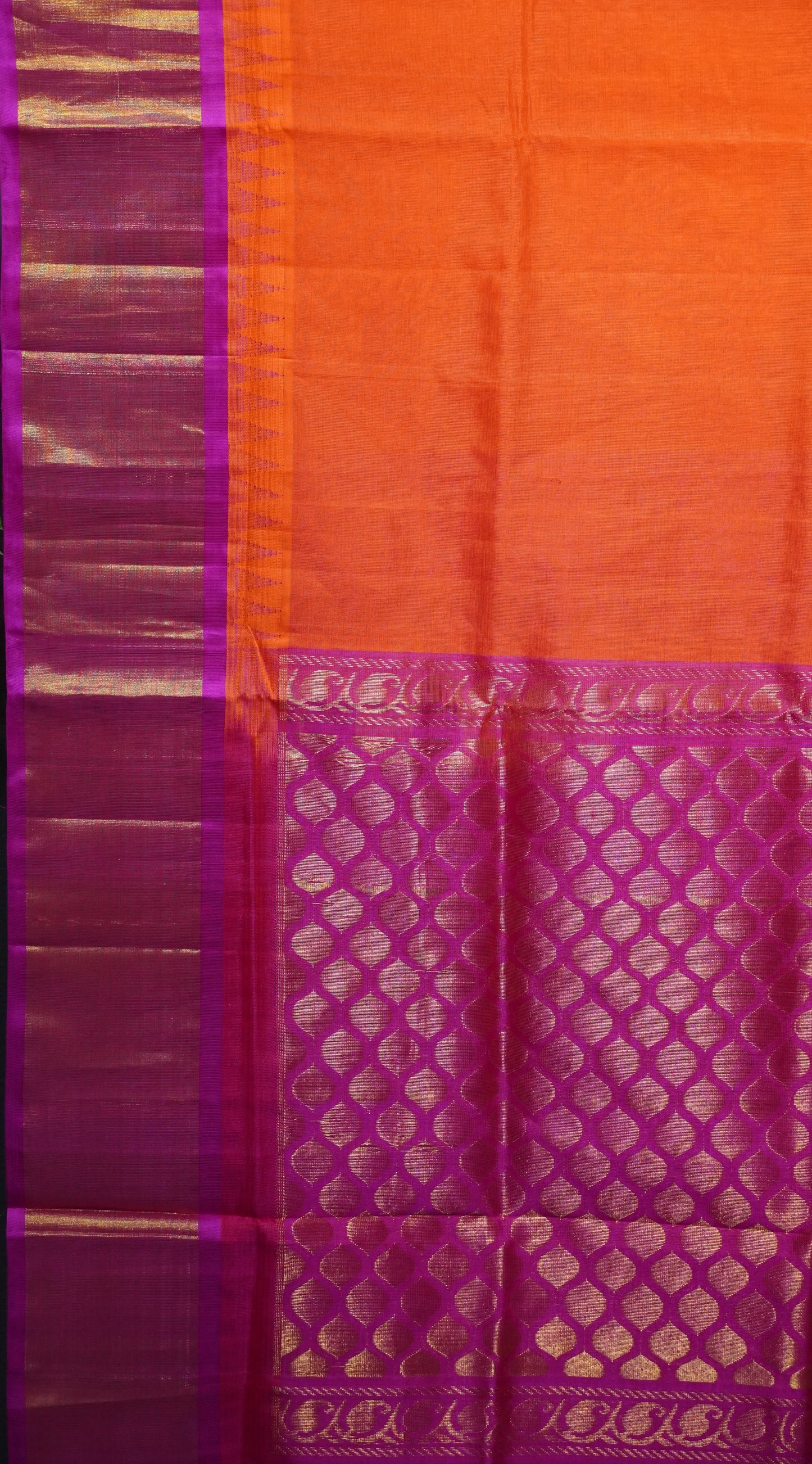 Silk Cotton Saree Kadhi Orange