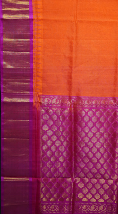 Silk Cotton Saree Kadhi Orange