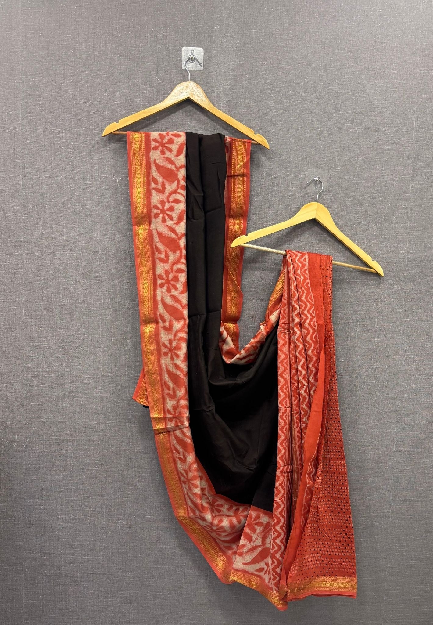 Pure Maheshwari Silk Cotton Saree-Dark Brown