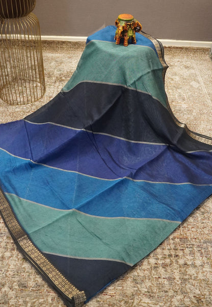 Malai Cotton Saree-Blue