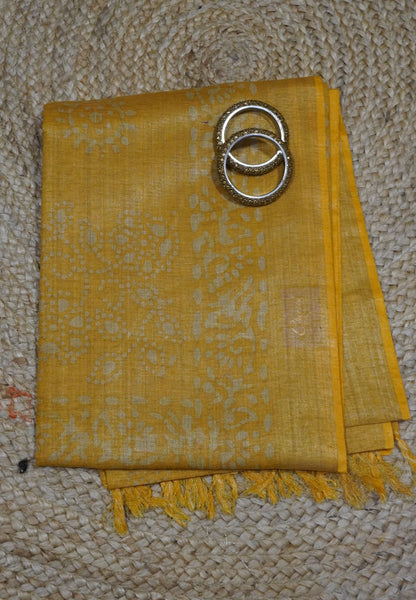 Bhagalpur Tissue Saree - Yellow