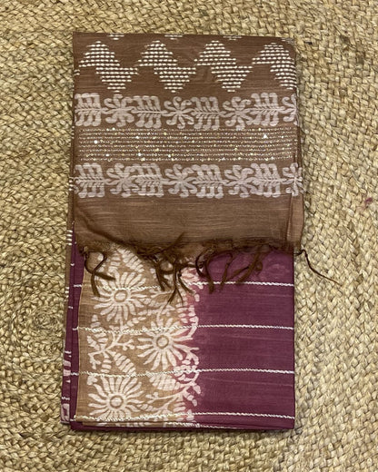 Bhagalpur Cotton Saree - Purple