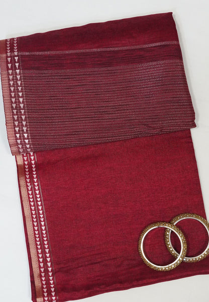 Mulberry Silk Saree- Mini Tower Border Maroon