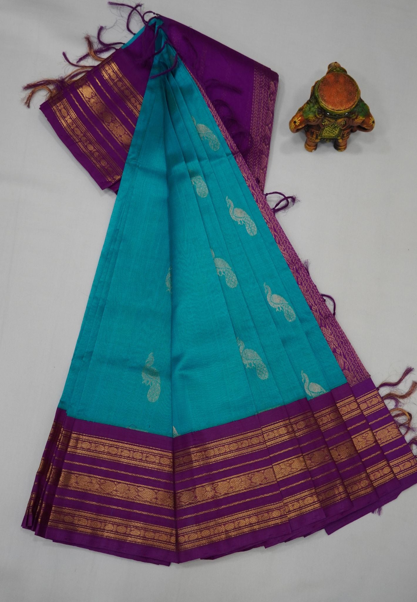 Pure Silk Cotton Saree-Sky Blue