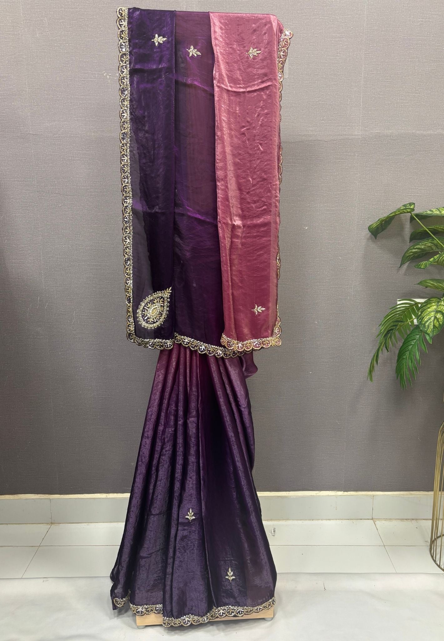 Designer Saree-Dark Purple