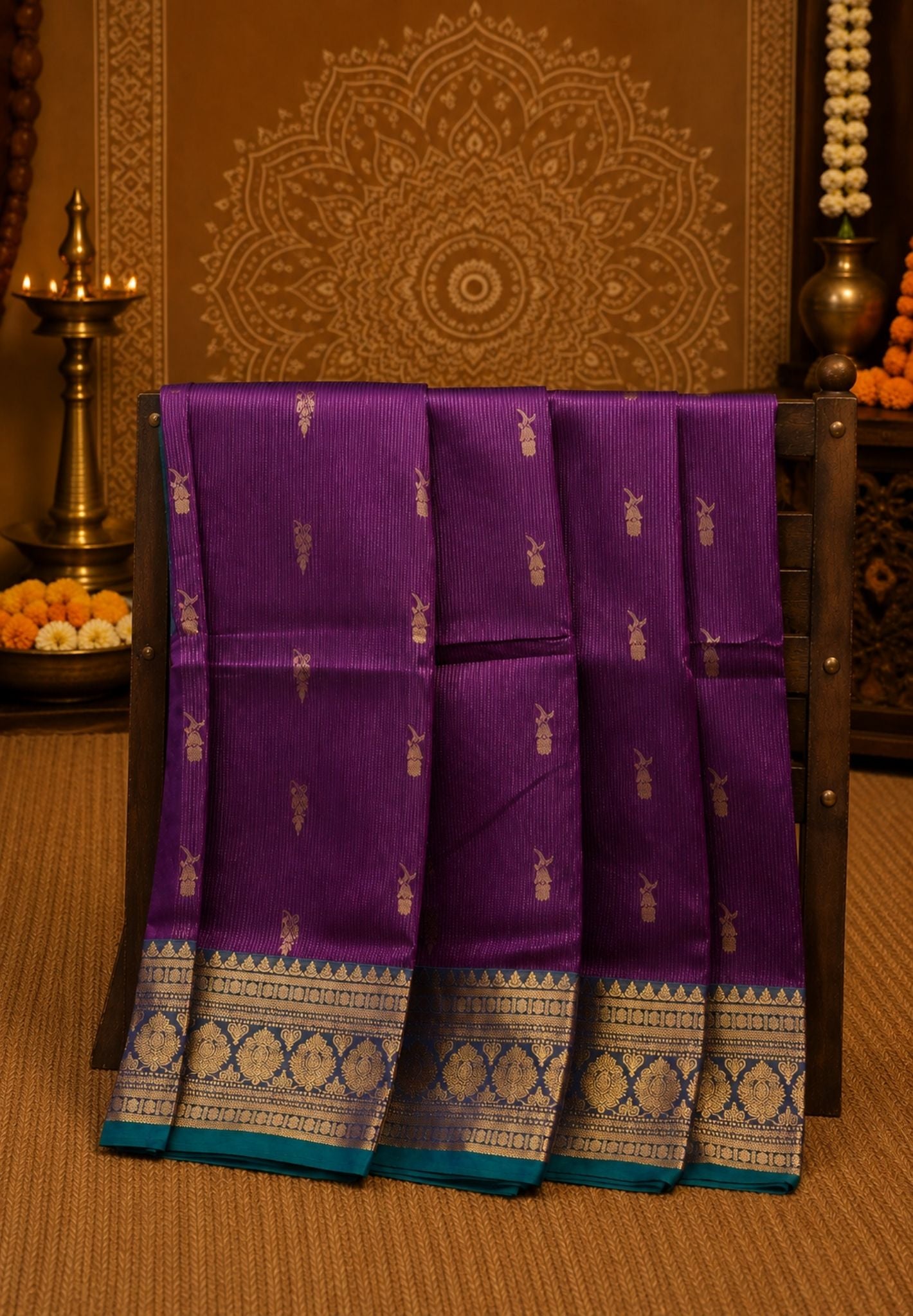 Chettinad Cotton Saree–Wine Vairaoosi