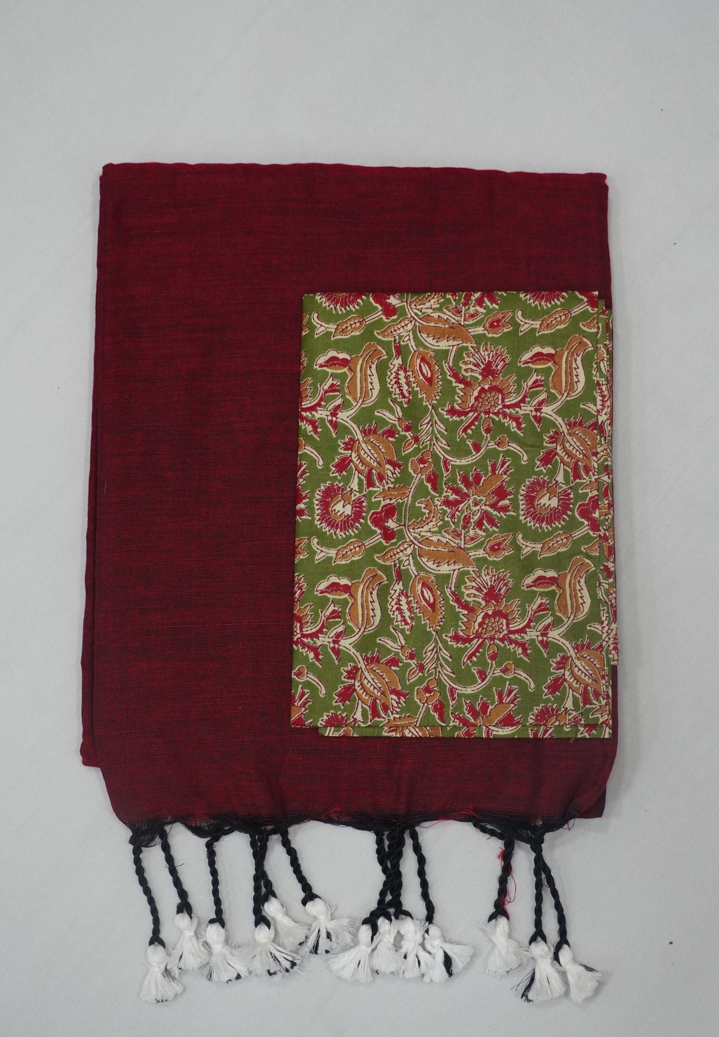 Khadi Cotton Saree - Maroon