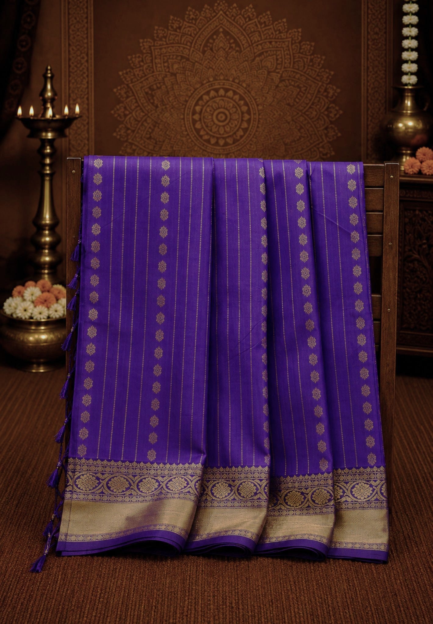 Chettinad Cotton Saree-Violet