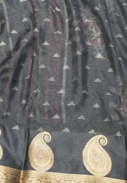 Chiffon Saree-Black with Manga Zari