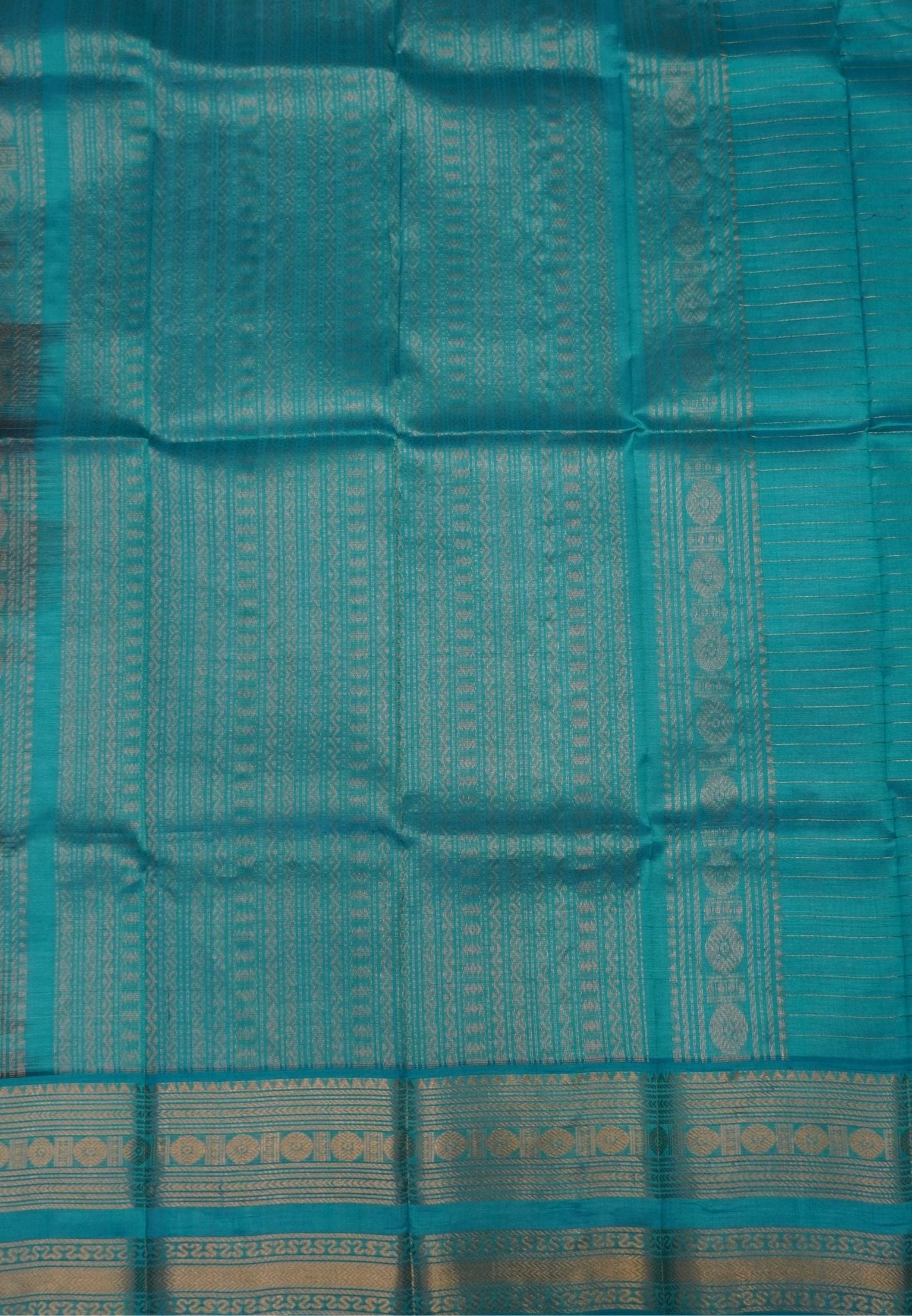 Pure Silk Cotton Saree-Coffee Brown in Golden Zari Checks with Contrast Border