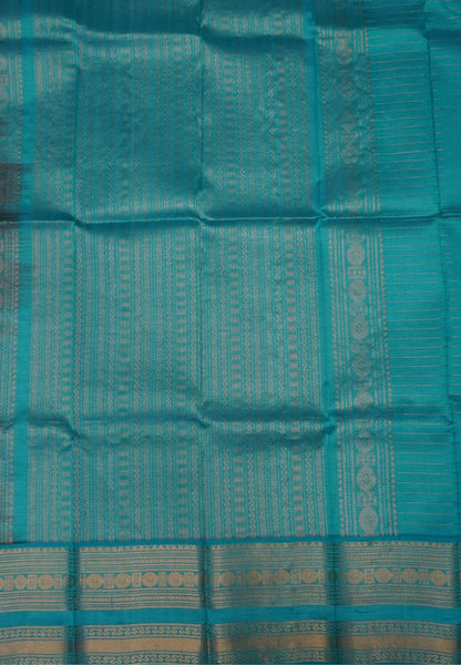 Pure Silk Cotton Saree-Coffee Brown in Golden Zari Checks with Contrast Border