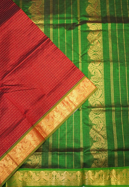 Pure Silk Cotton Saree-Maroon with Contrast Border in Lakshdeepam