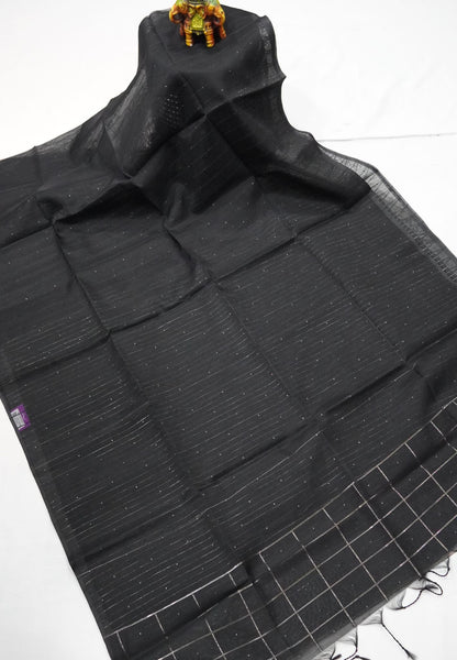 Organza Saree- Black Pastle Shades with Sequence Work