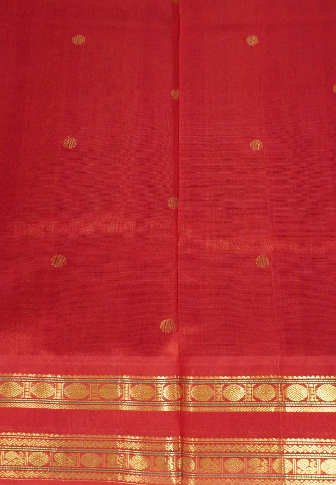 Silk Cotton Saree-Navy Blue-Red