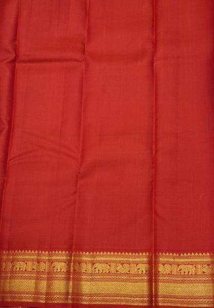 Pure Korvai Kanchipuram Silk Saree-Turquoise blue-Orange with peacock butta