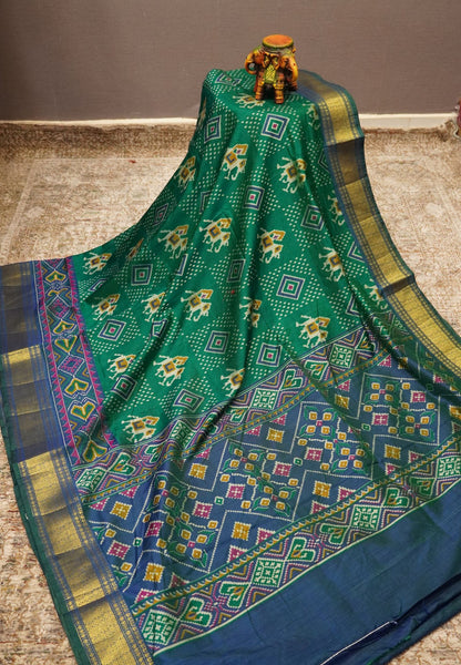 Semi Patola Saree – Green & Blue Elegance