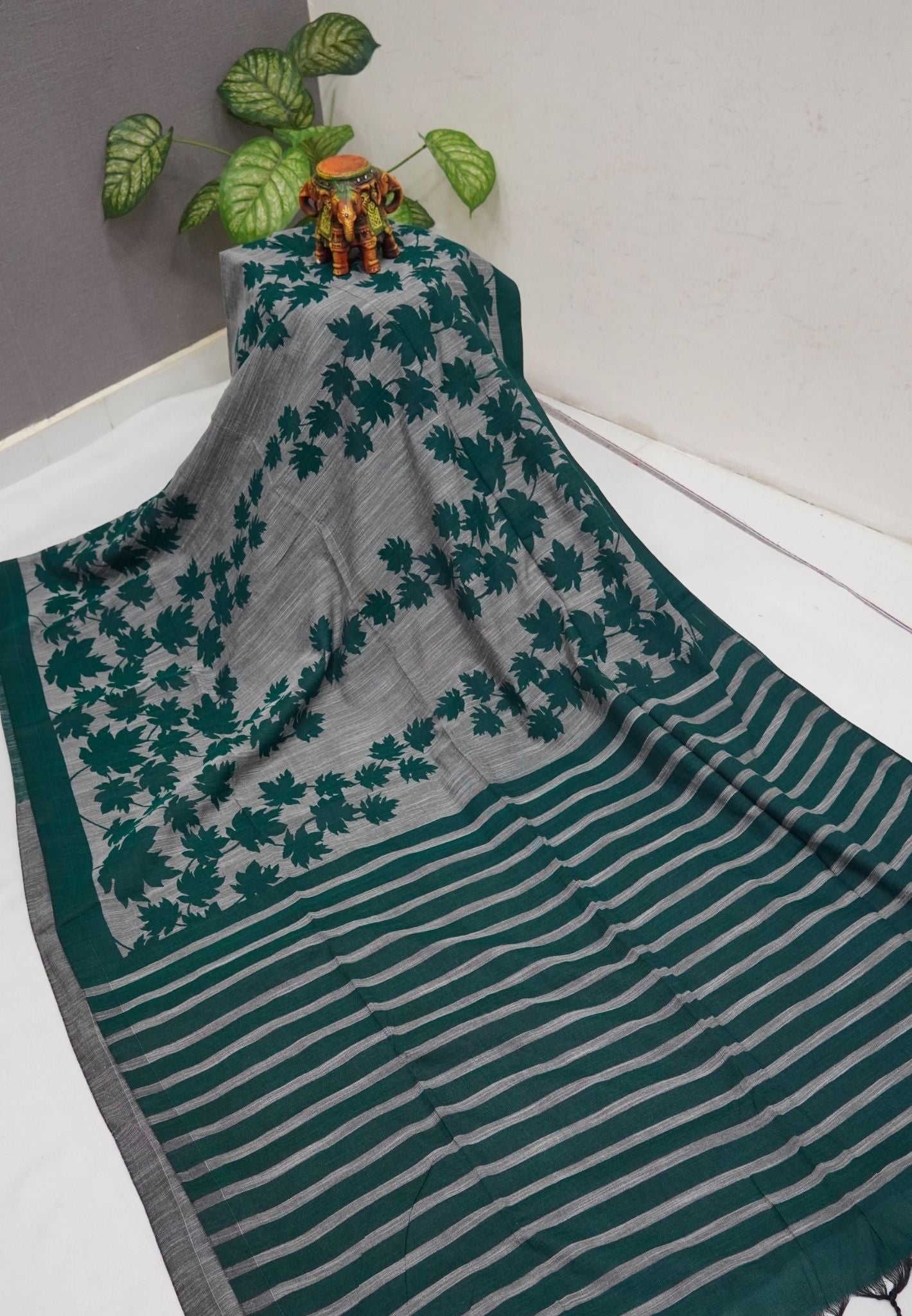 Sambalpuri Cotton Saree-Teal Green