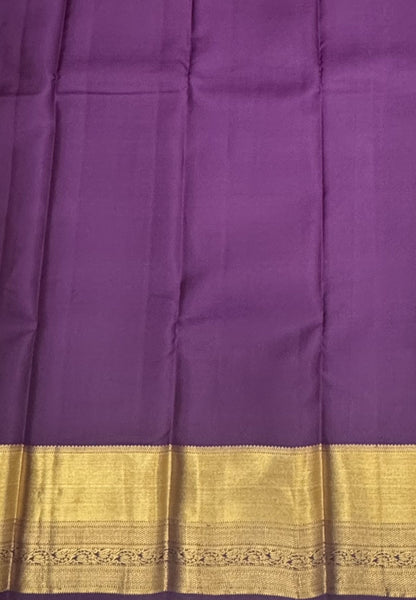 Pure Kanchipuram Silk Saree-Purple with Golden Zari Border