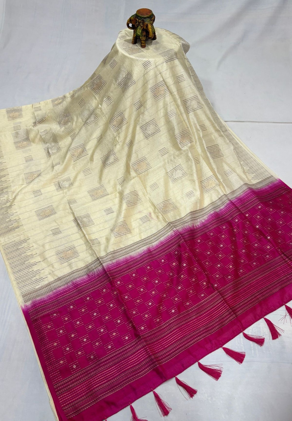 Chanderi Saree-Off White with Zari Lines