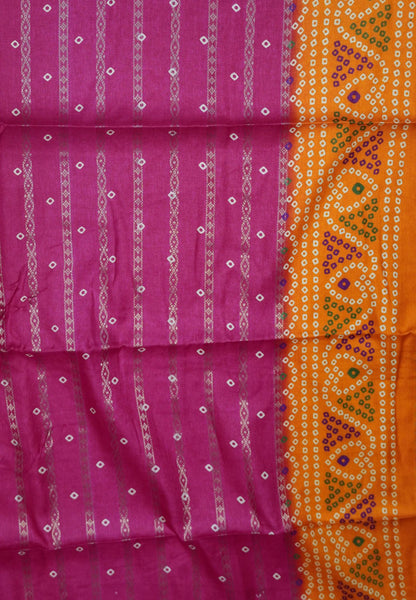 Dola Silk Saree-Pink with Bandhini Print