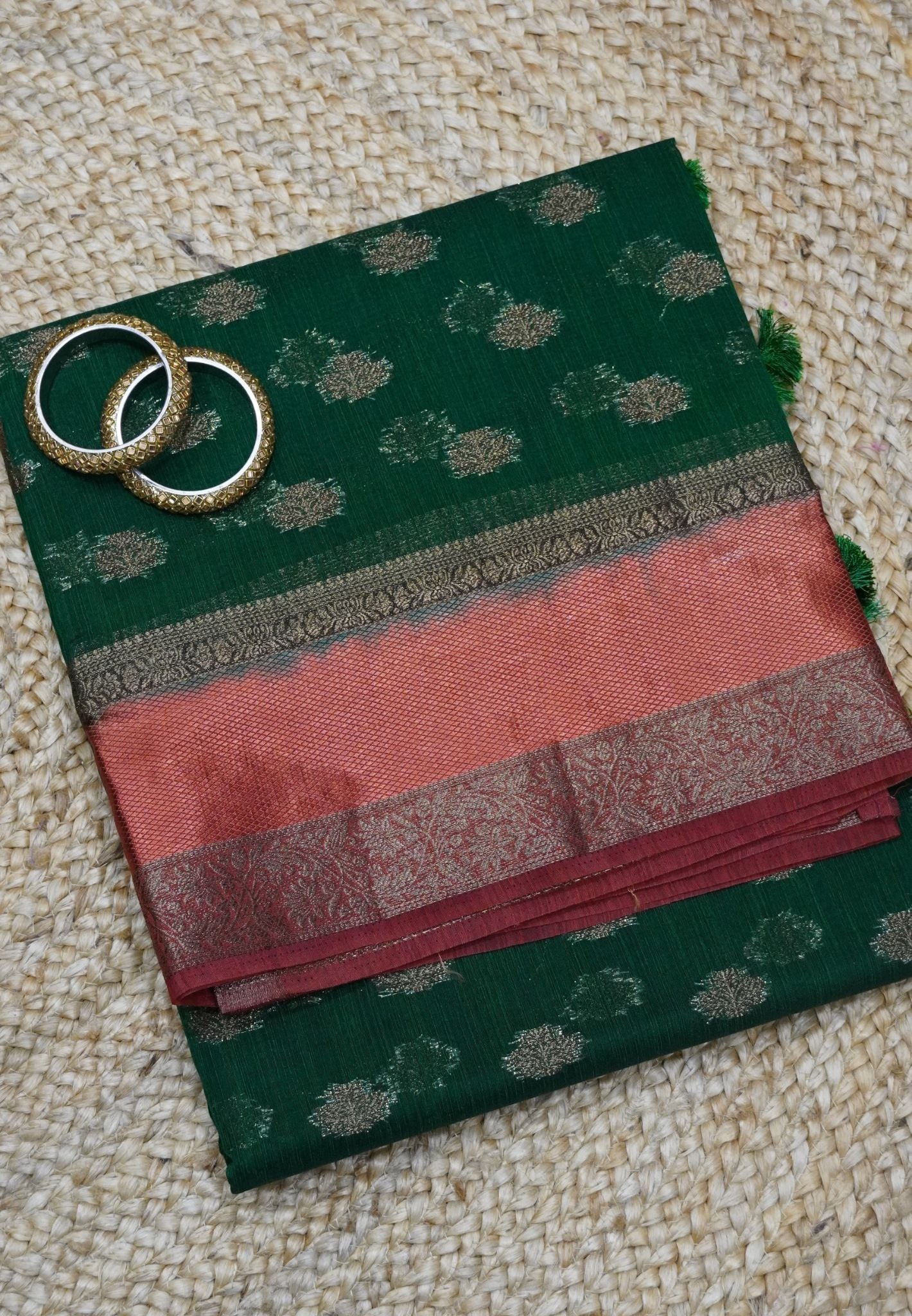 Bamboo Saree - Dark Green
