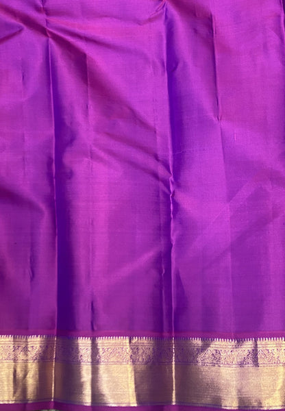 Pure Kanchipuram Silk Saree-Blue with Magenta Border