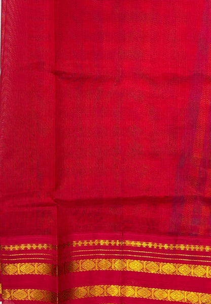 Pure Silk Cotton Saree–Sulphate Blue in Checked Zari with Contrast Border