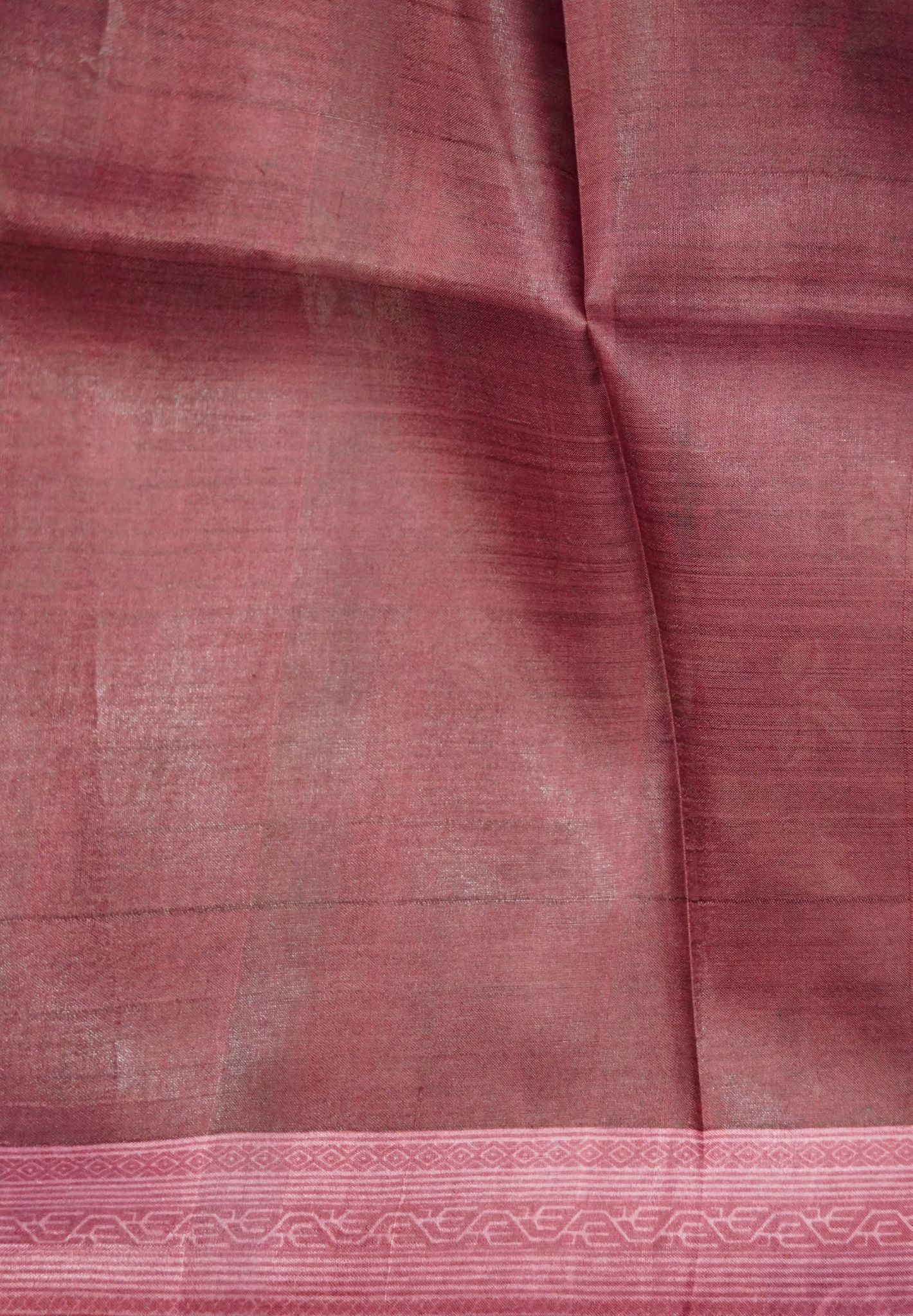 Pure Tussar Saree-Dark Pink with Floral Pattern