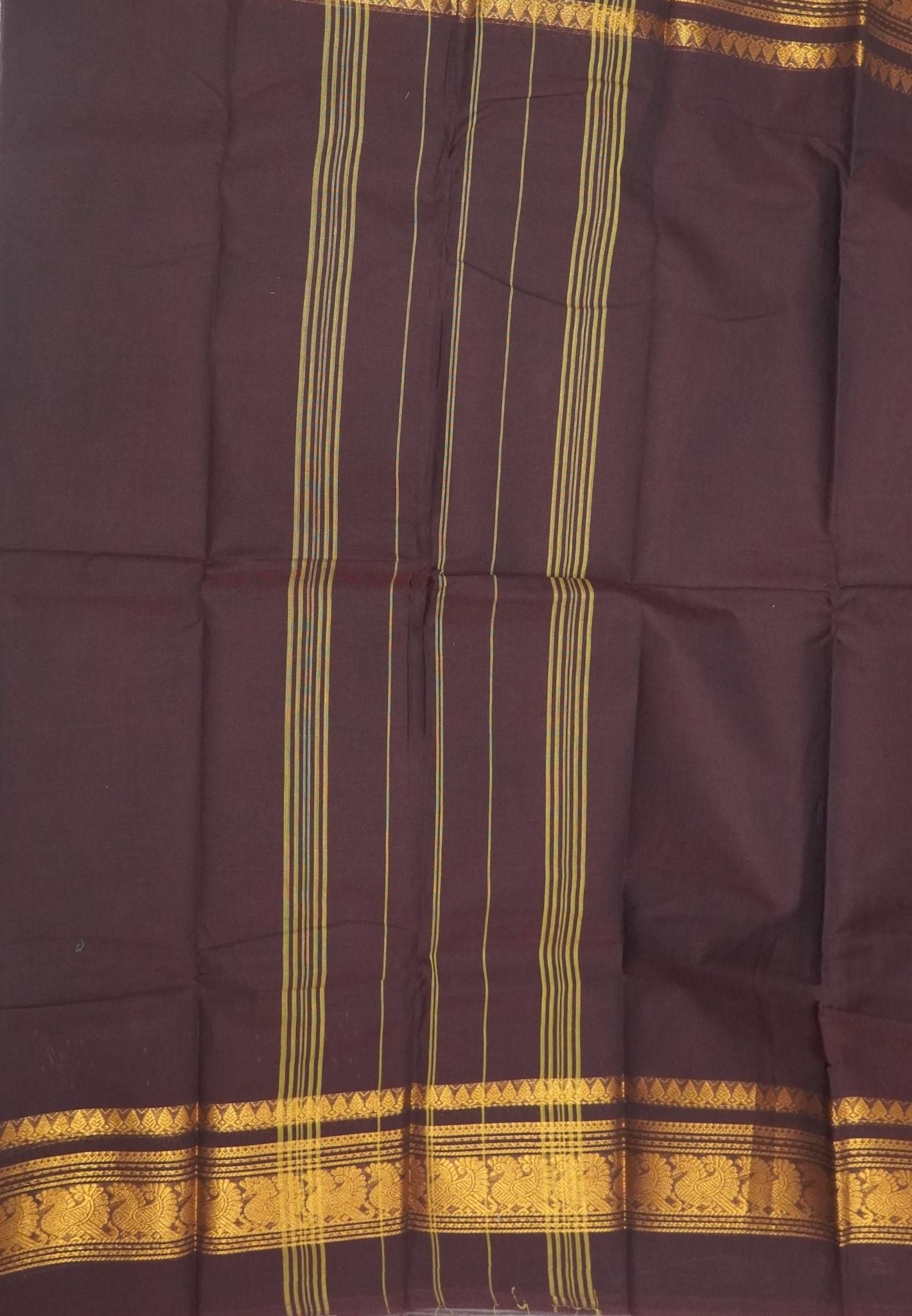 Chettinadu Cotton Saree-Deep Maroon with Mayil Border