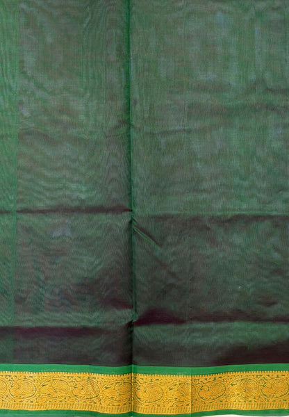 Silk Cotton Saree–Slate Blue-Green in Mini Buttas with Contrast Border