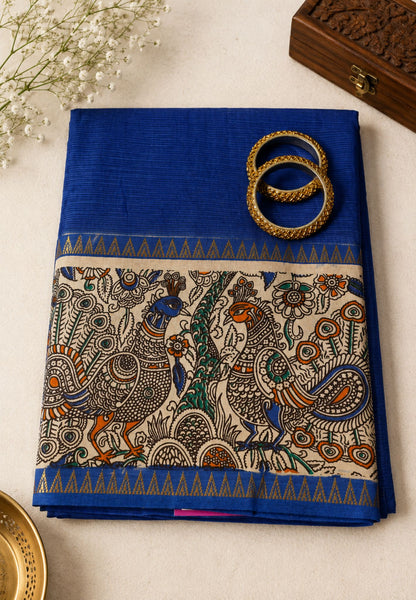 Kalamkari Silk Saree - Blue