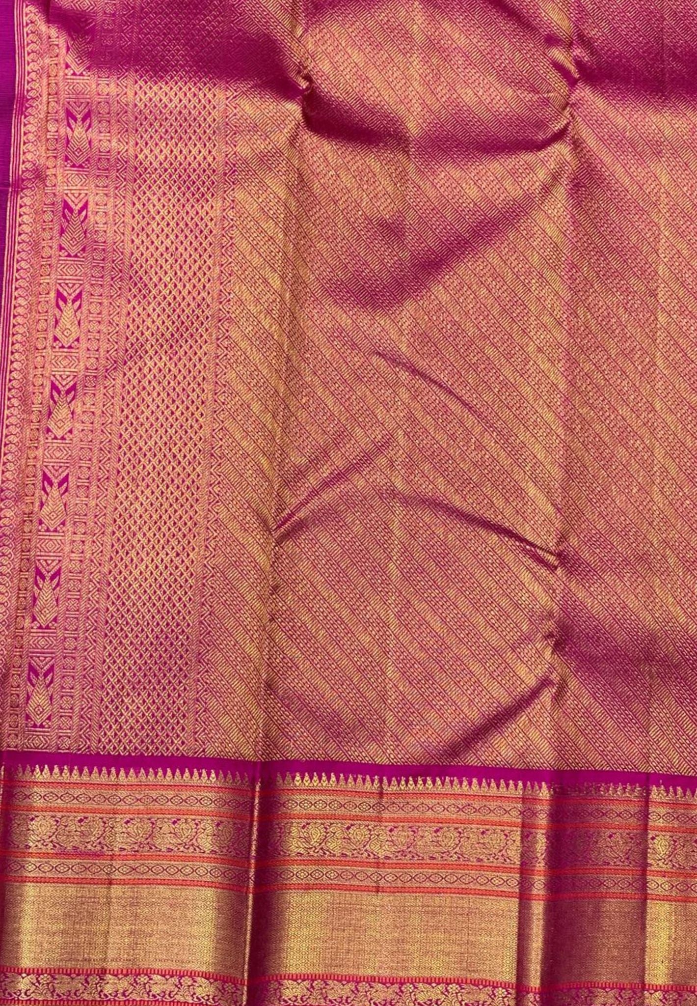 Pure Kanchipuram Silk Saree-Navy Blue with 1000 Butta