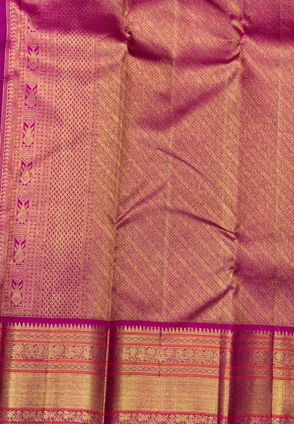 Pure Kanchipuram Silk Saree-Navy Blue with 1000 Butta