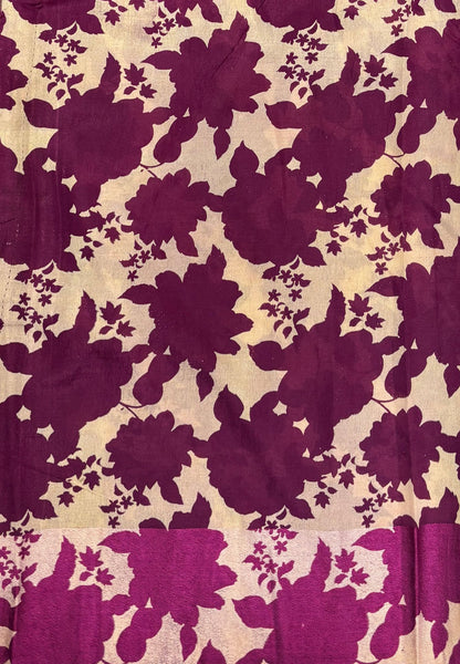 Soft Kora Tissue Saree-Purple in Floral Jaal Zari Border