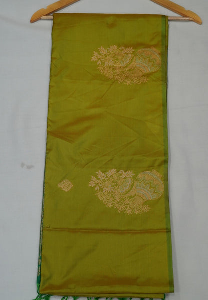 Semi Silk Saree-Mehandi Green