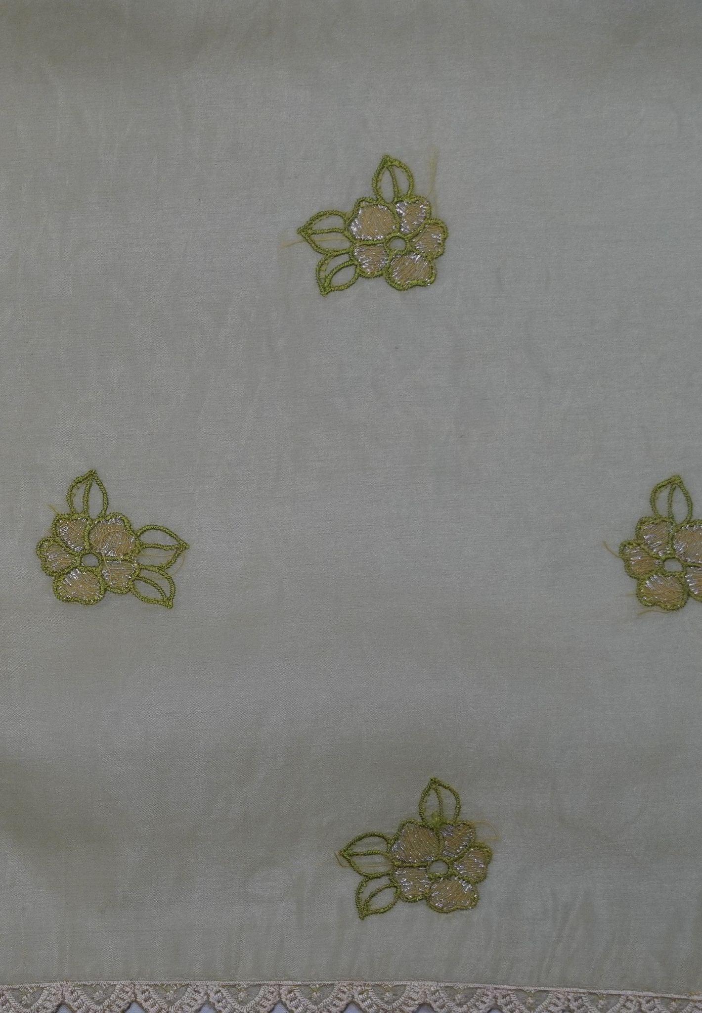 Paper Work Saree - Green Rose