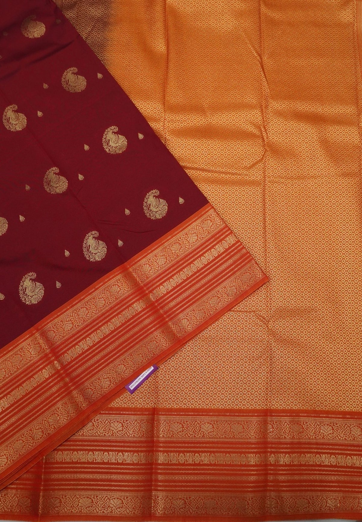 Budget Kanchipuram Saree-Maroon with Contrast Varisapet Border