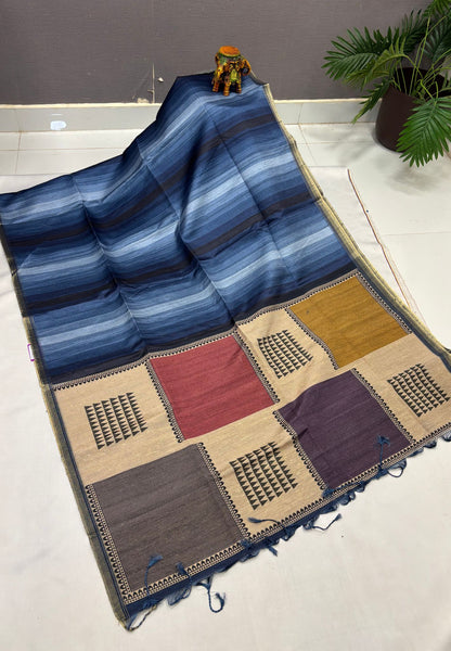 Matka Tussar saree -Blue