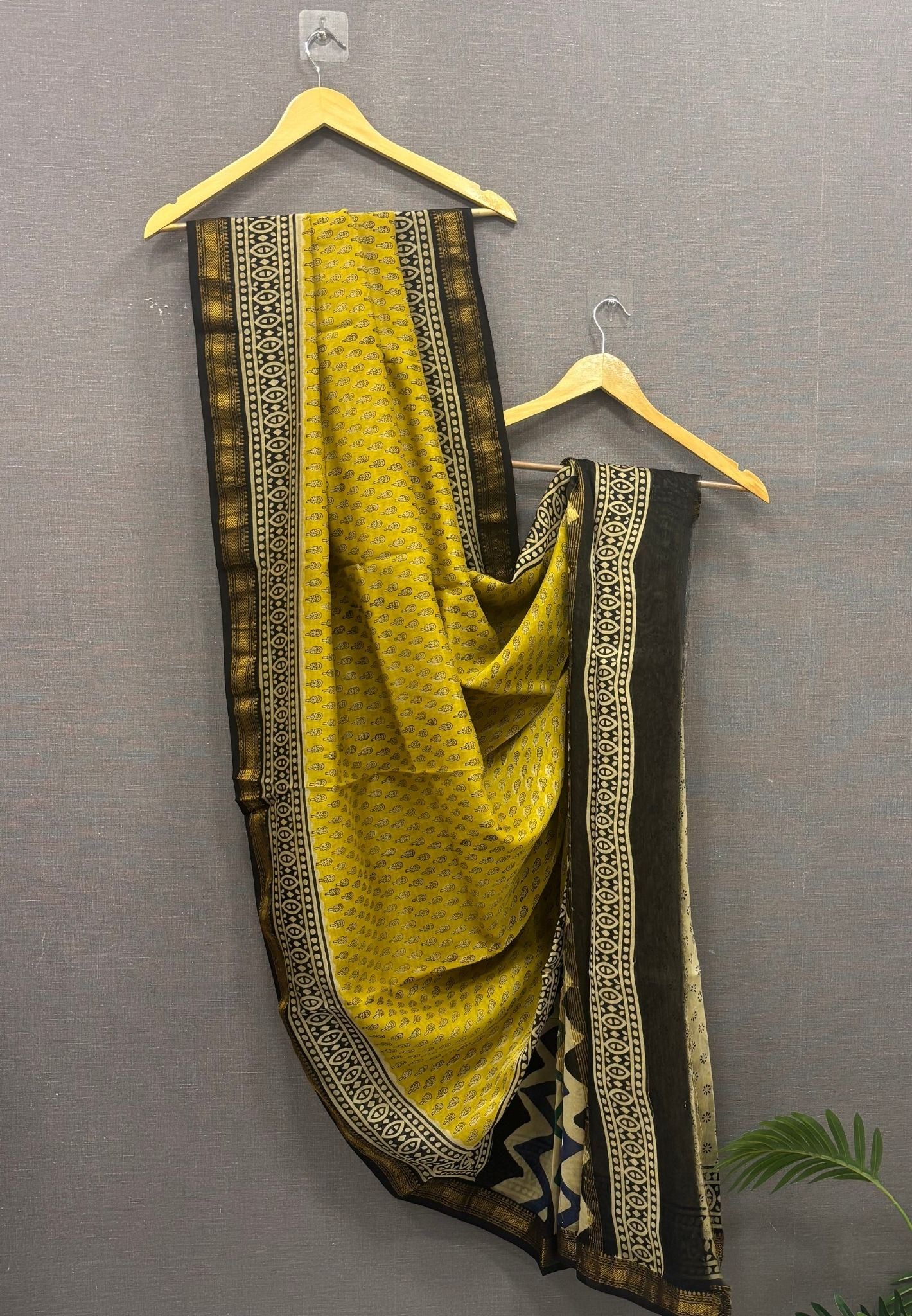 Pure Maheshwari Silk Cotton Saree-Yellow