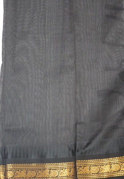 Pure Silk Cotton Saree-Rani Pink in Golden Zari Checks with Contrast Border