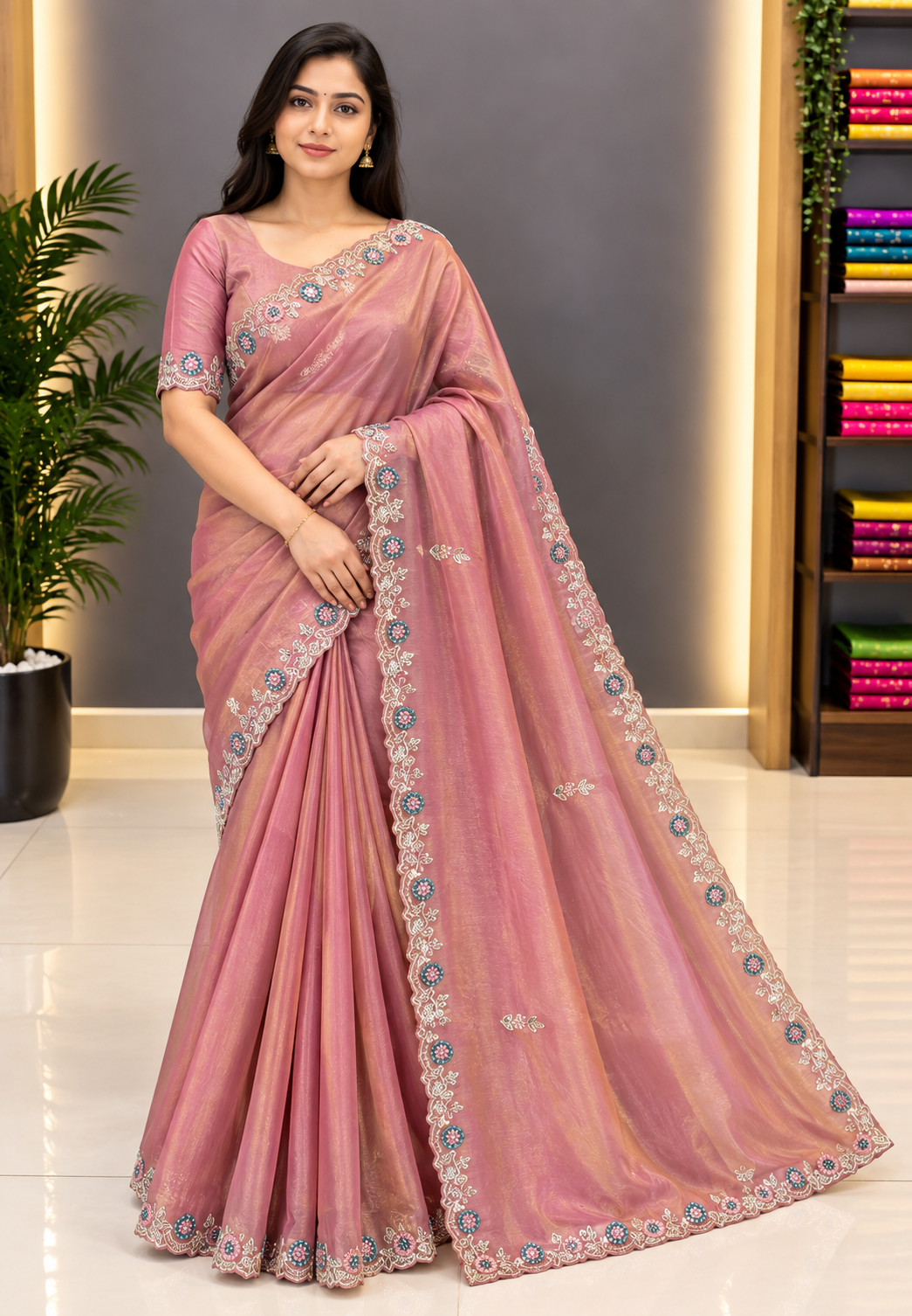 Designer Saree-Pink