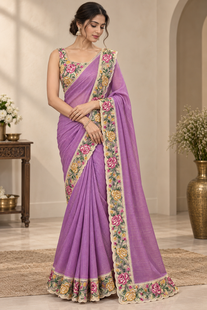 Designer Saree-Purple